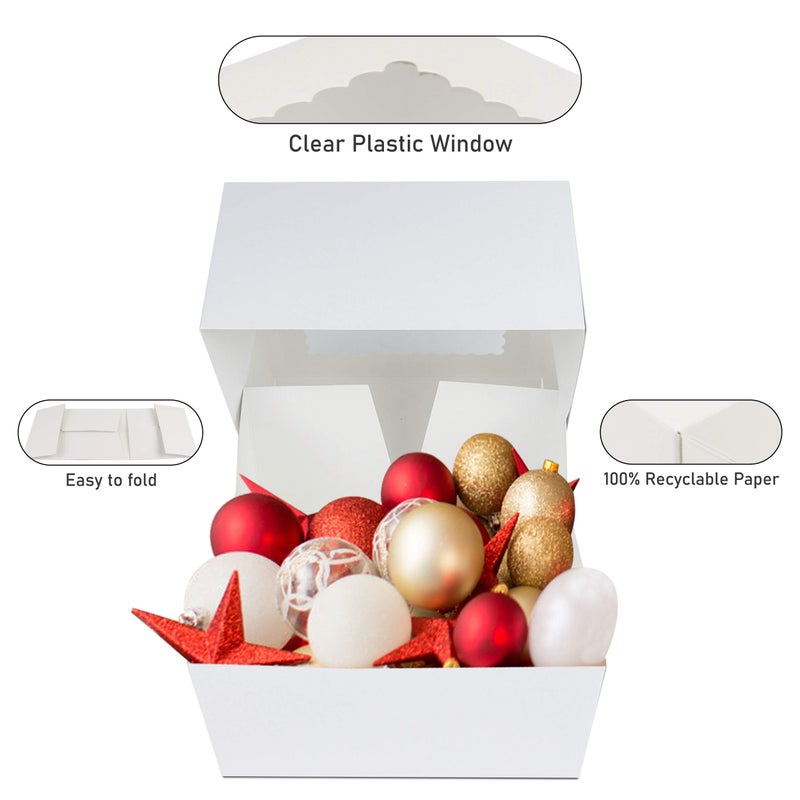 O'CREME Cake Boxes 8" x 8" x 5" and Round Cake Boards 8" Inch, Bakery Box with Window - 10 Pack of Each - White Kraft Paperboard - Bakery Cake Supplies - 10 Pack - Image 5